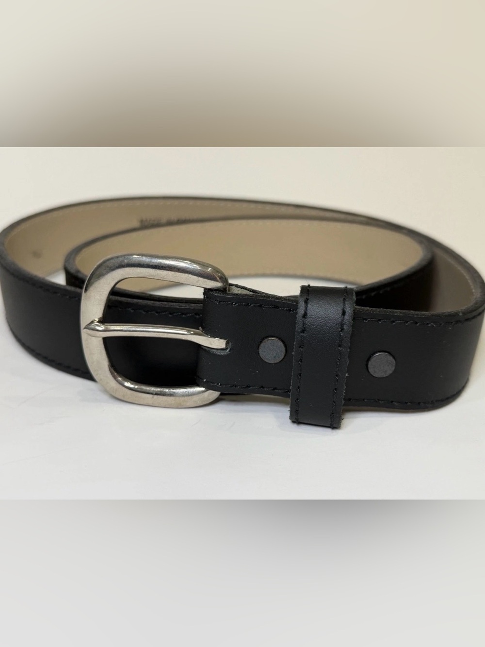 Men's Black Dress Belt Size 36 Silver Buckle Adjustable Classic Style - Picture 5 of 12